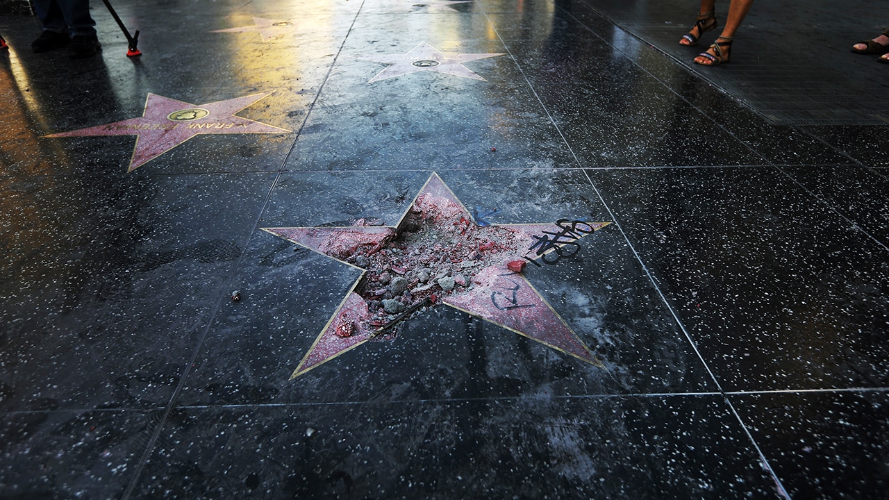 Photo of Donald Trump's Hollywood Walk of Fame star destroyed