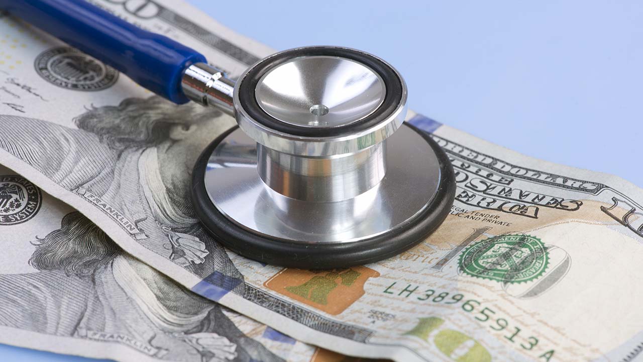 Composite photo conveying rising health costs