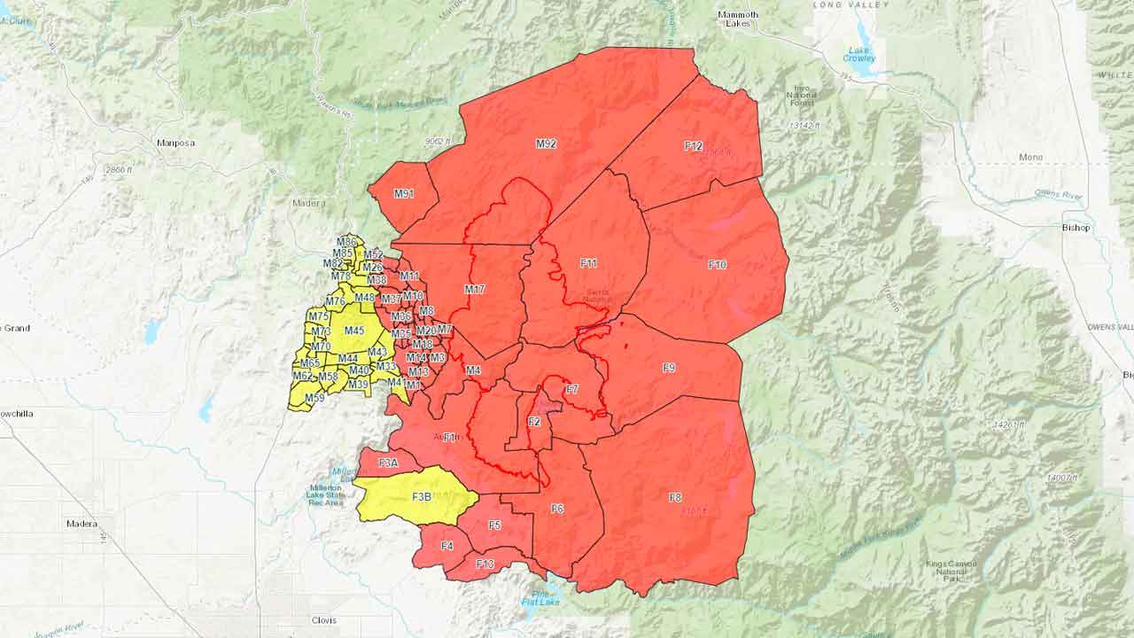 Map of Creek Fire evacuation zones