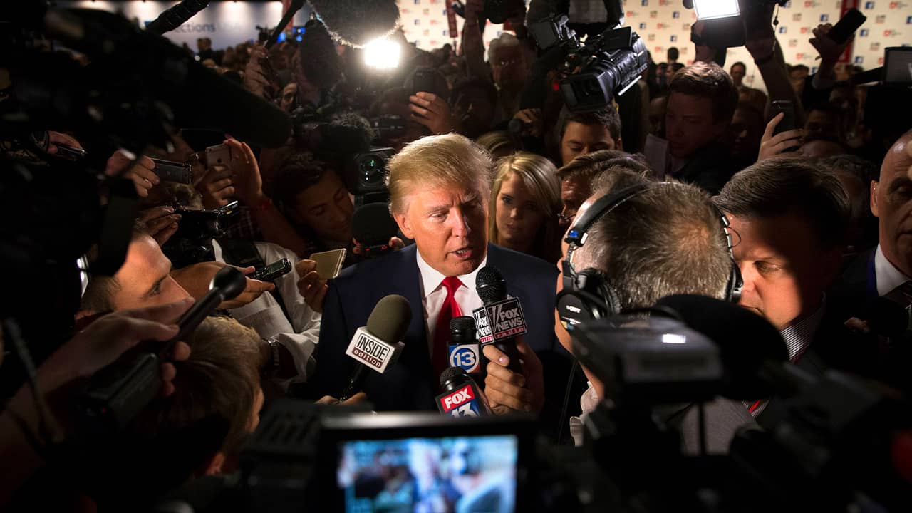 Photo of President Donald Trump speaking to the media