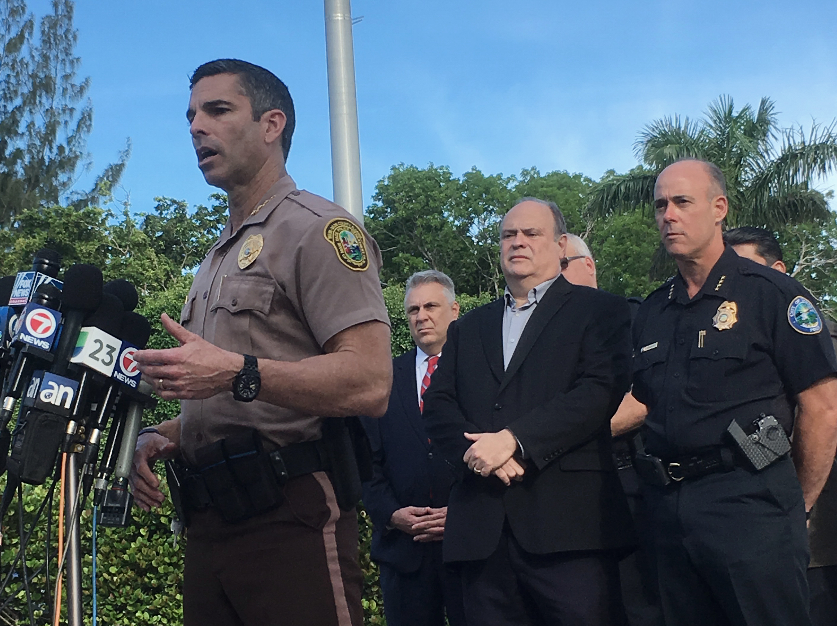 Miami-Dade Police Director Juan Perez speaks with reporters 
