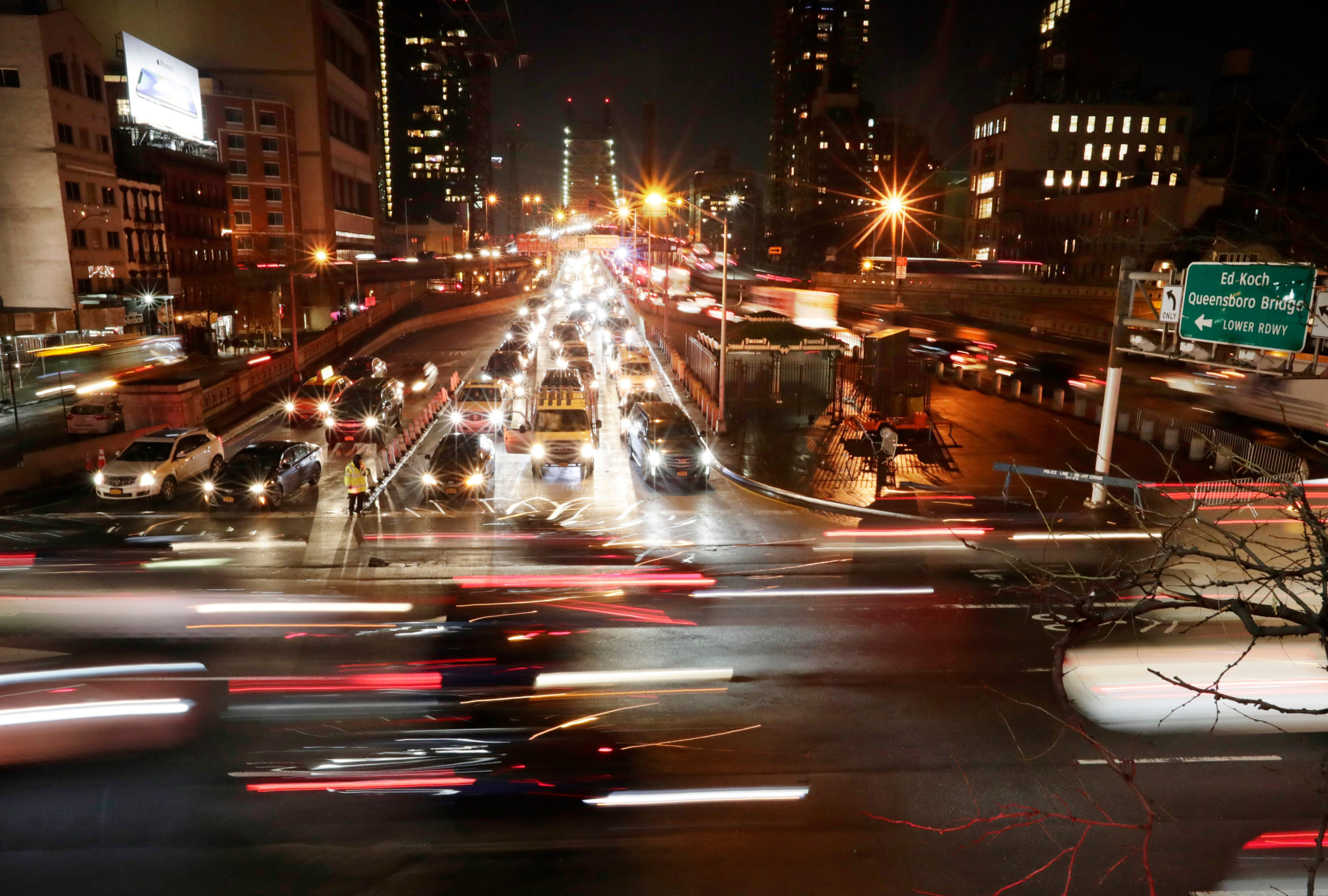 Photo of New York City traffic at night