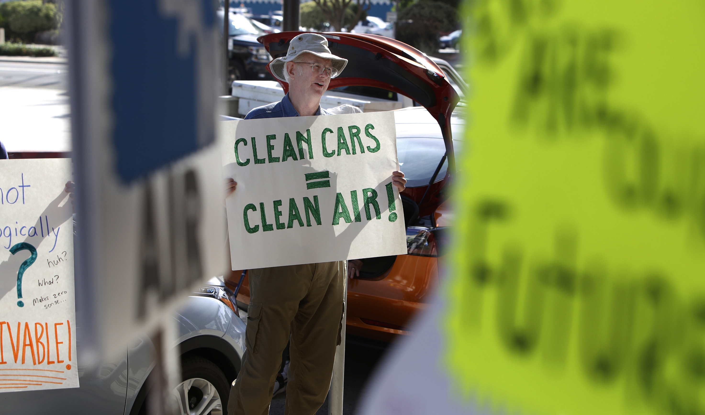 Photo of clean air protester in Fresno, Calif.