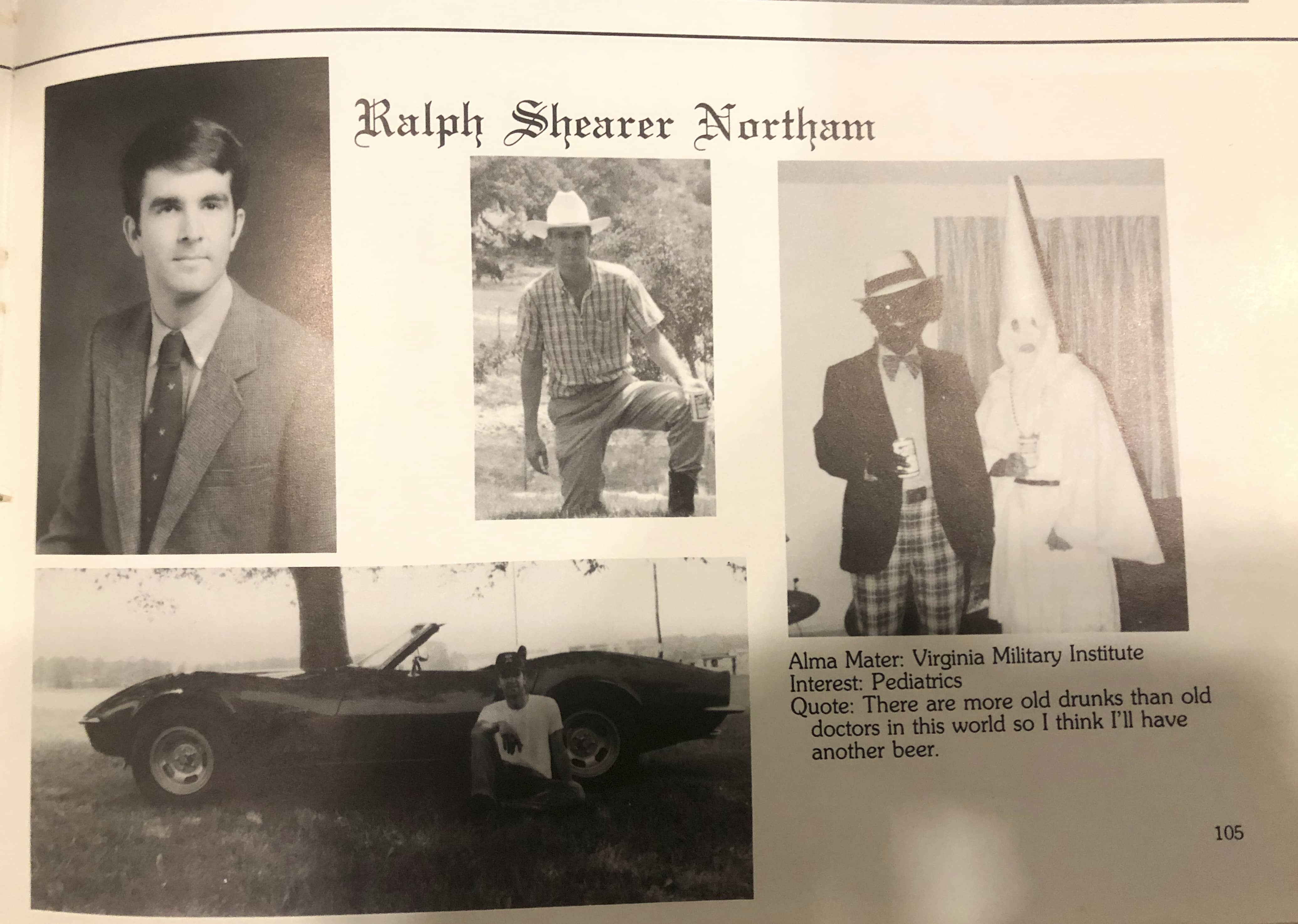 Photo of Virginia Gov. Ralph Northam’s page in his 1984 Eastern Virginia Medical School yearbook