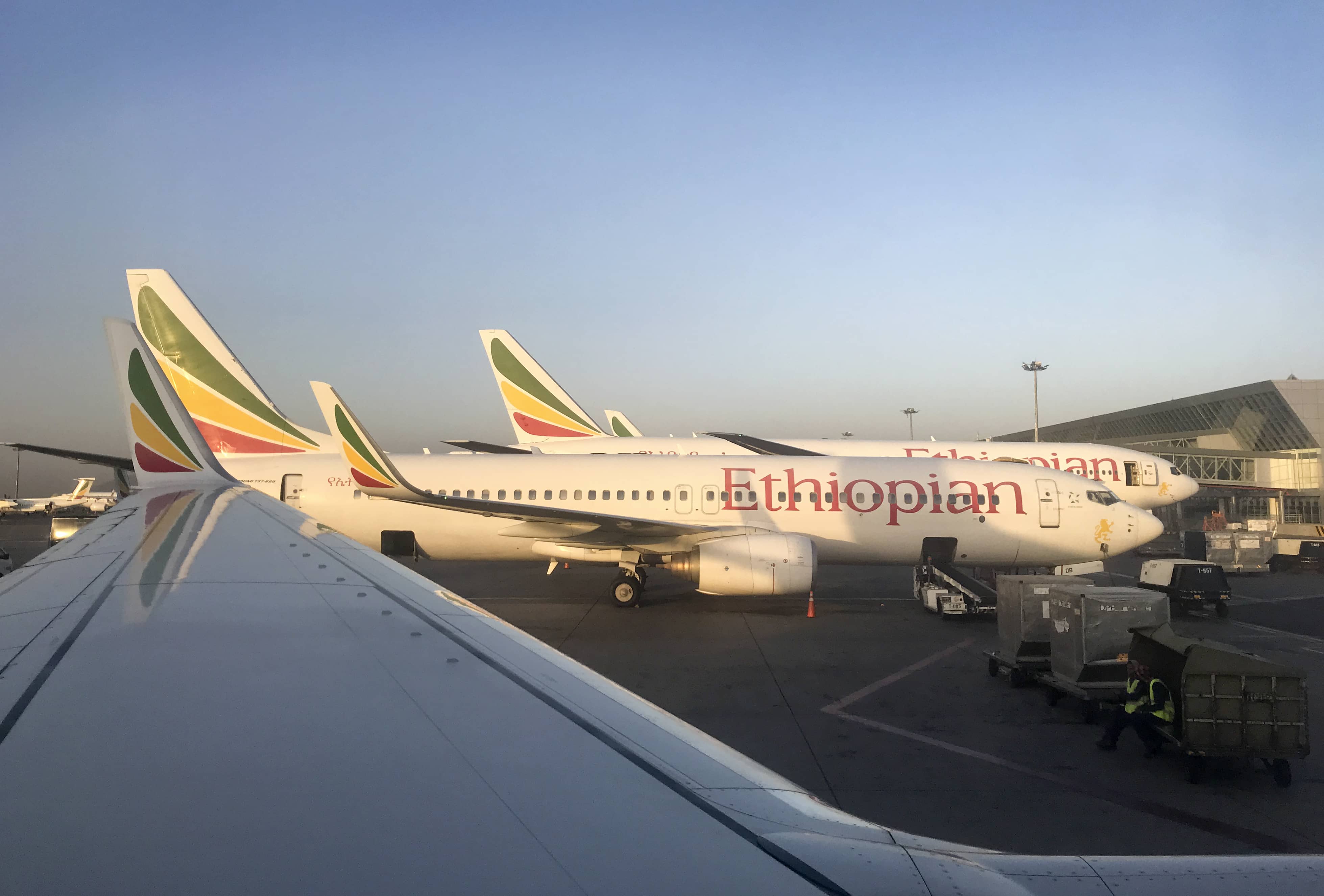 Photo of Ethiopian Airlines Boeing 737-800 parked at Bole International Airport in Addis Ababa, Ethiopia