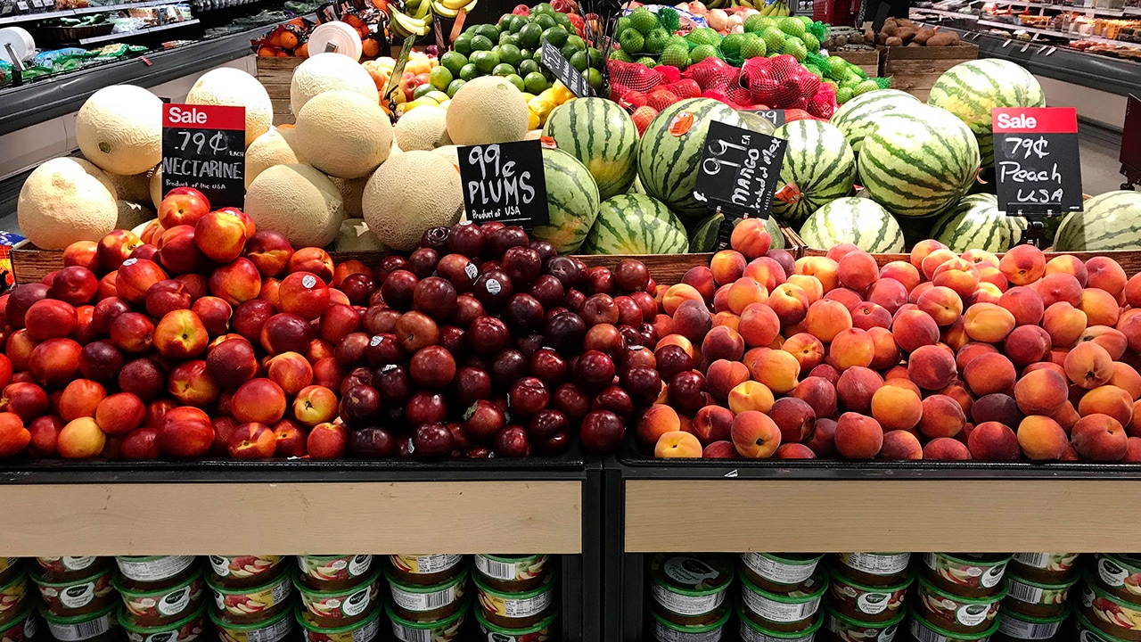 Photo of fruit stand inside of a grocery store