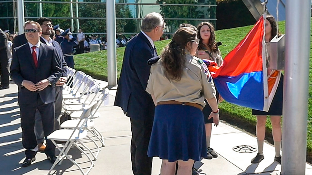 Flag raising at Fresno City Hall in commemoration of the Armenian Genocide