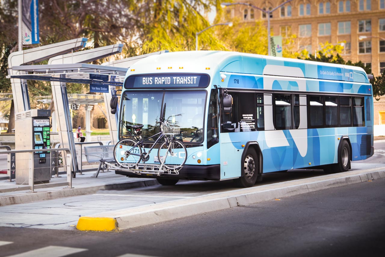 Fresno Area Express BRT Bus at downtown station.