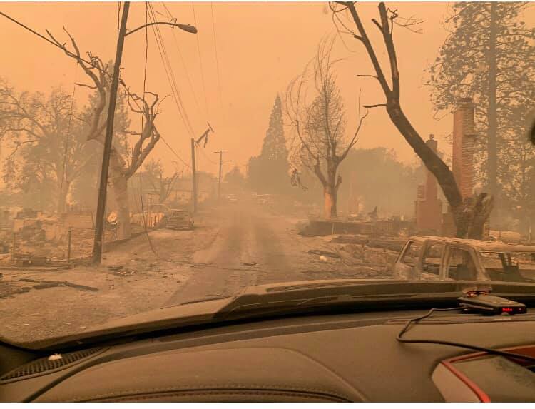 Photo of Big Creek, California, on the morning of Sunday, Sept. 6, 2020, after the Creek Fire.S