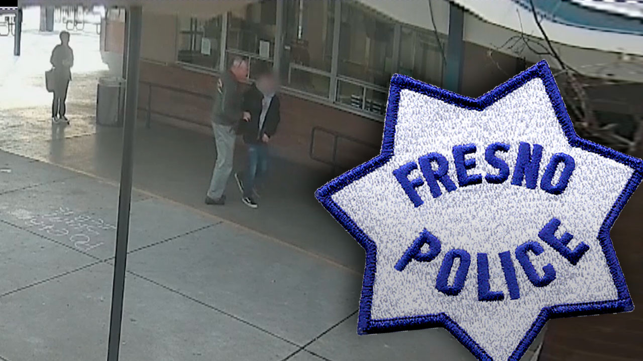 Composite of screen image and Fresno PD logo