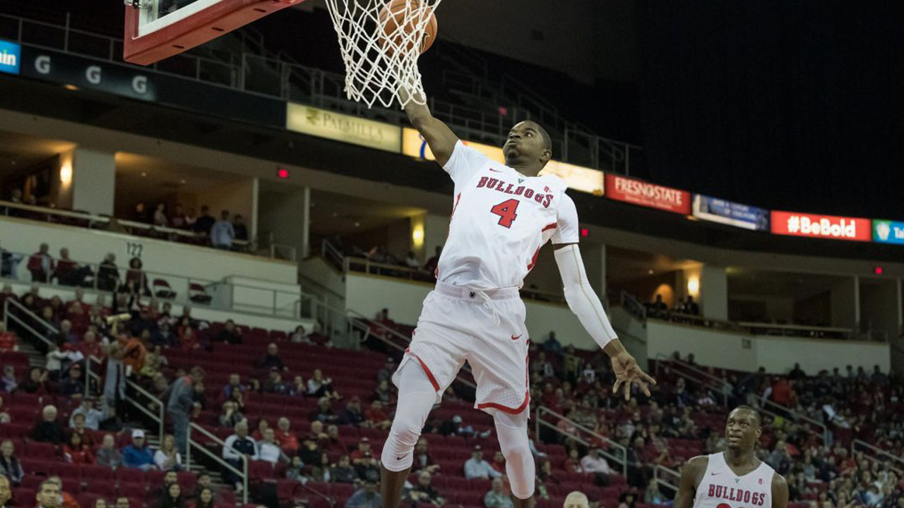 Photo of a Braxton Huggins slam dunk