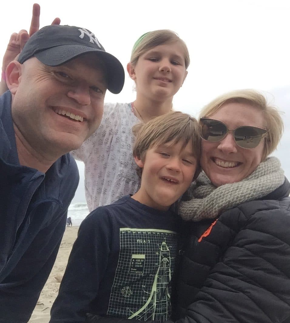 Photo of Laura Holmes Haddad’s husband, Munir, daughter Penelope, and son Roman