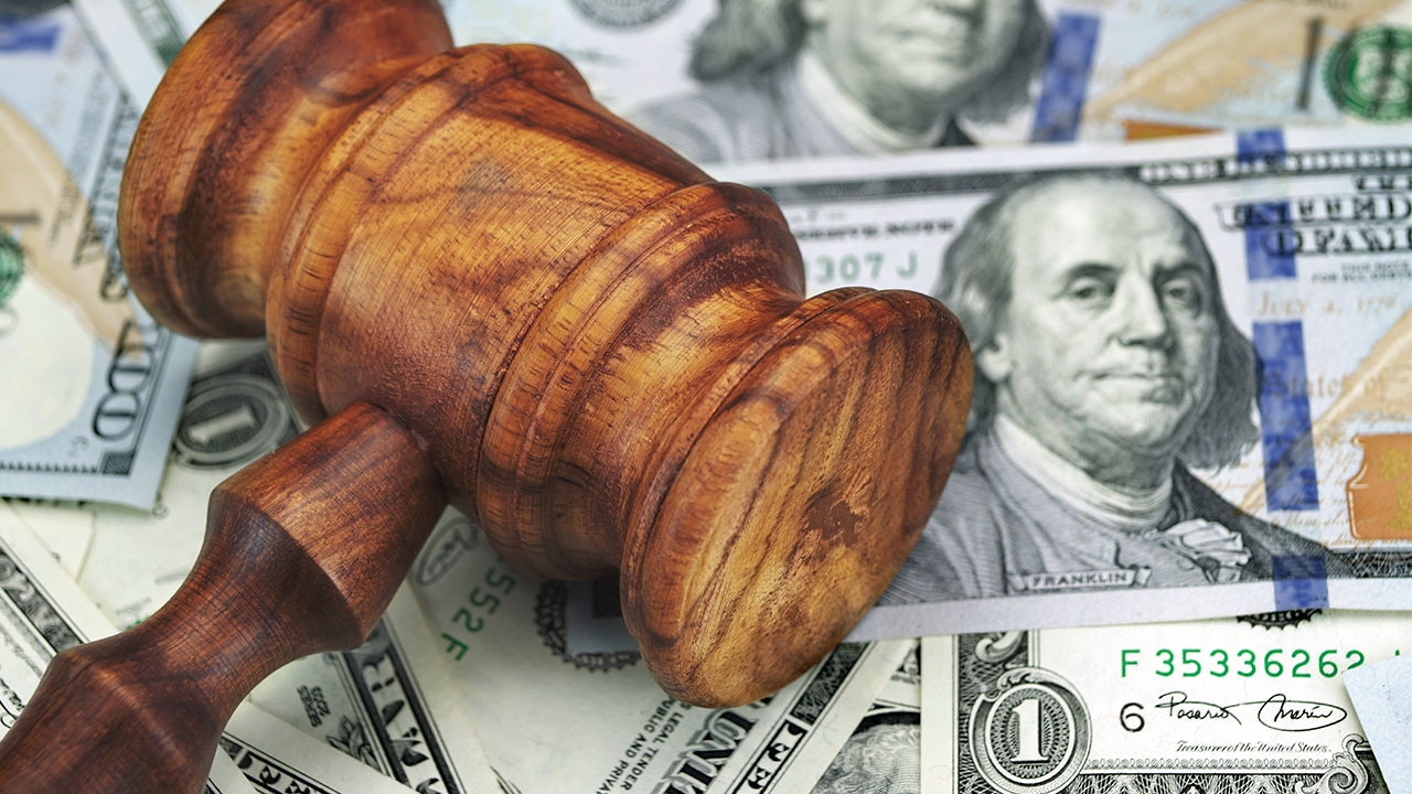 Photo of gavel and money