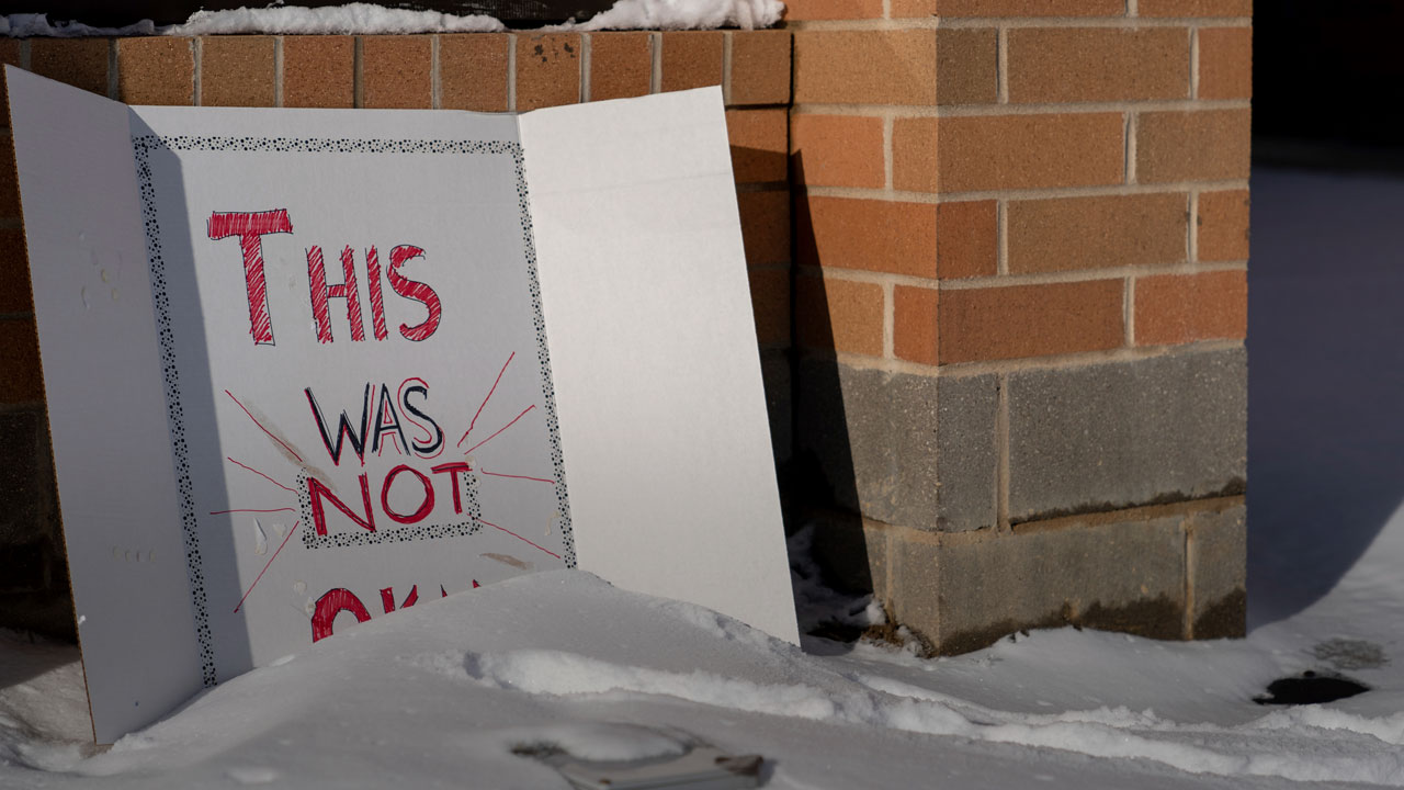 Photo of sign outside Covington Catholic High School in Covington, Kentucky