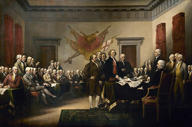 John Trumbull's 1819 painting of the drafting of the Declaration of Independence