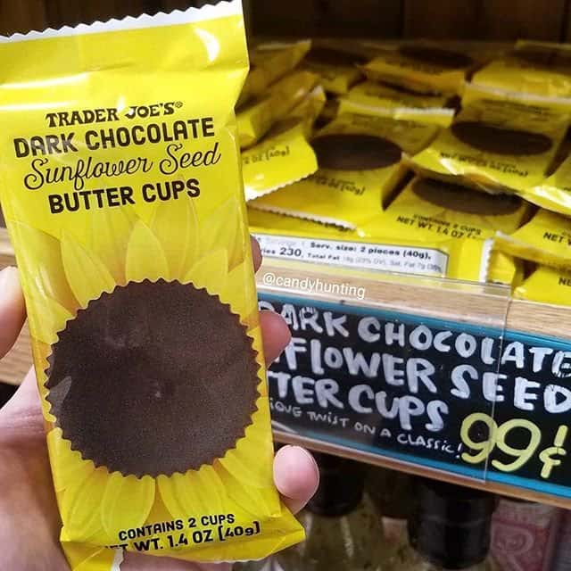 Photo of Trader Joe's dark chocolate sunflower seed butter cups 