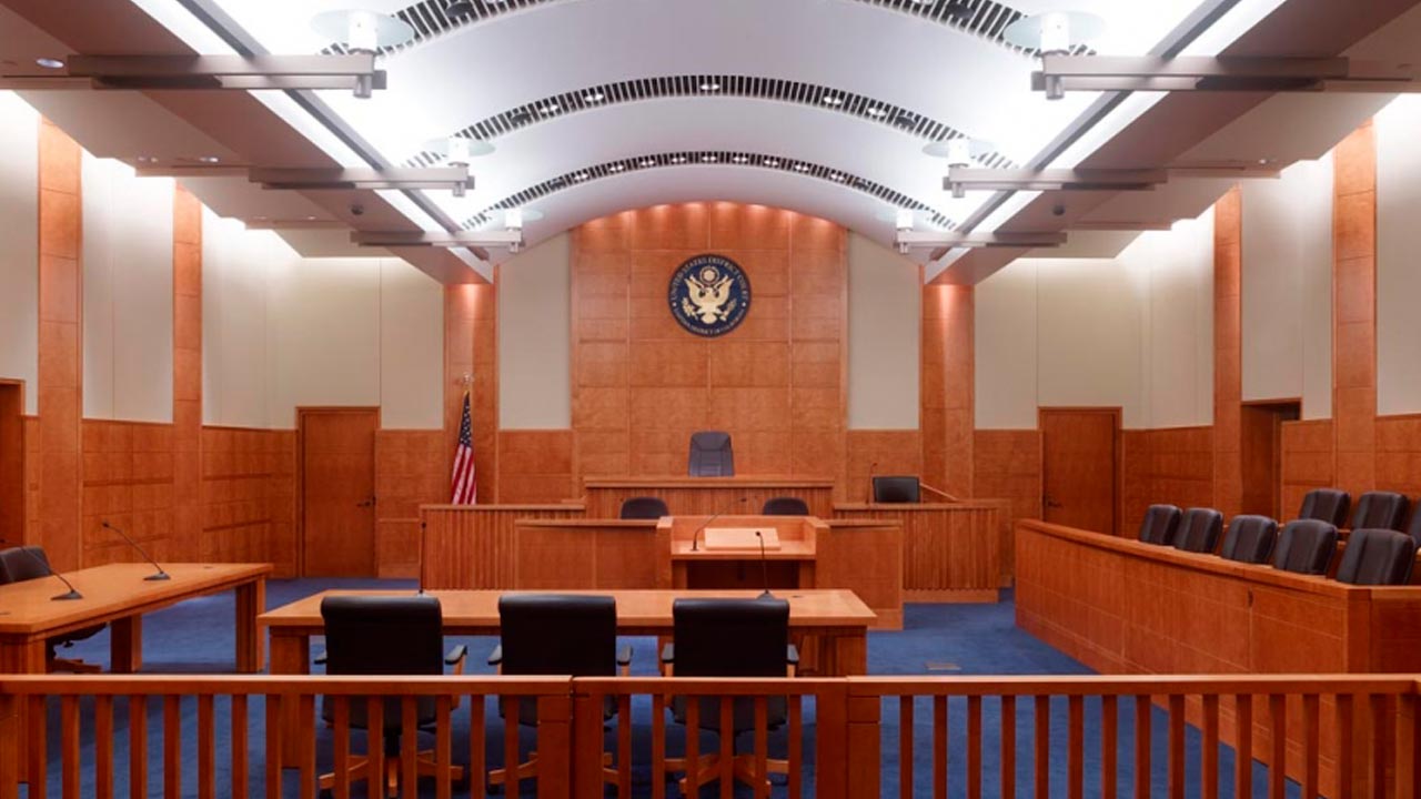Photo of a courtroom at the federal courthouse in Fresno