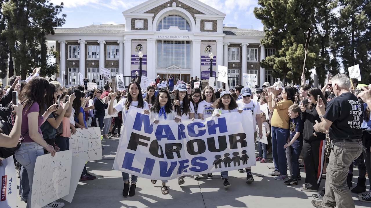 Photo of people at the March for Our Lives rally at Fresno High School