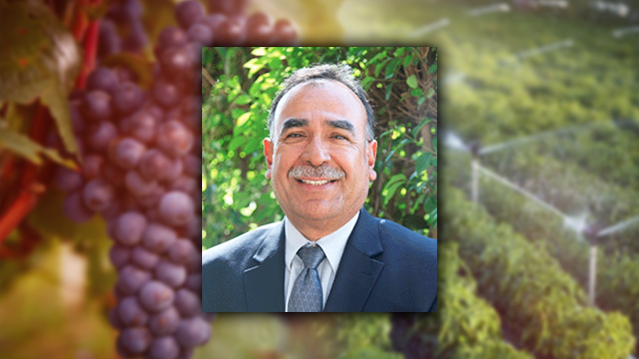 Photo Illustration of retiring irrigation district manager Gary Serrato, water and Valley crops