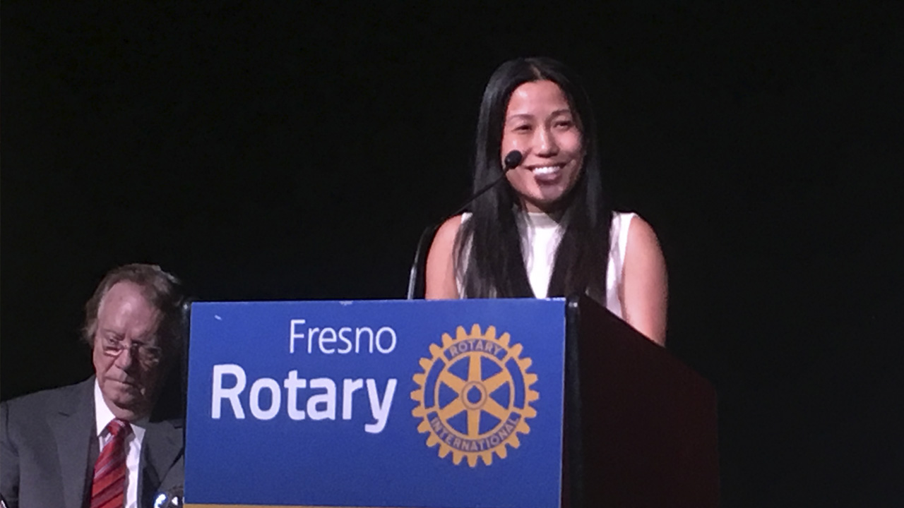 Congressional candidate Elizabeth Heng speaks at Fresno's Downtown Rotary Club meeting