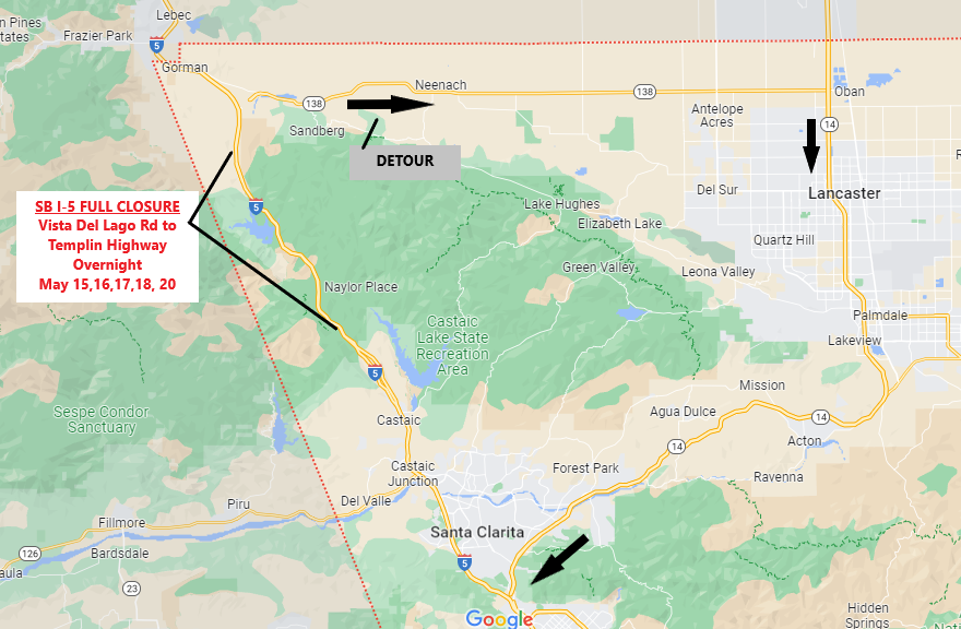 I-5 Closure Map