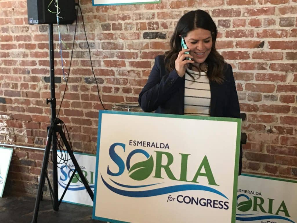 Photo of Esmeralda Soria talking on her phone