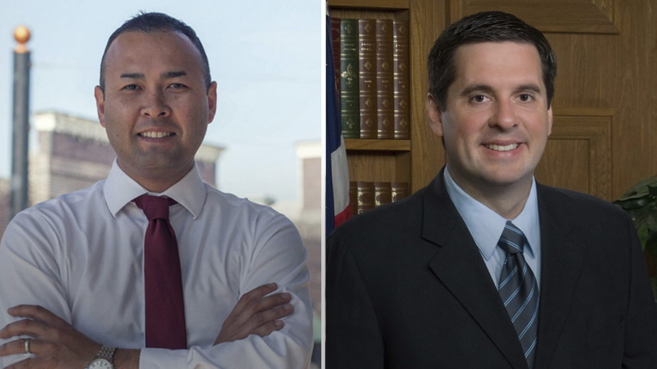 Twin photos of Andrew Janz and Devin Nunes