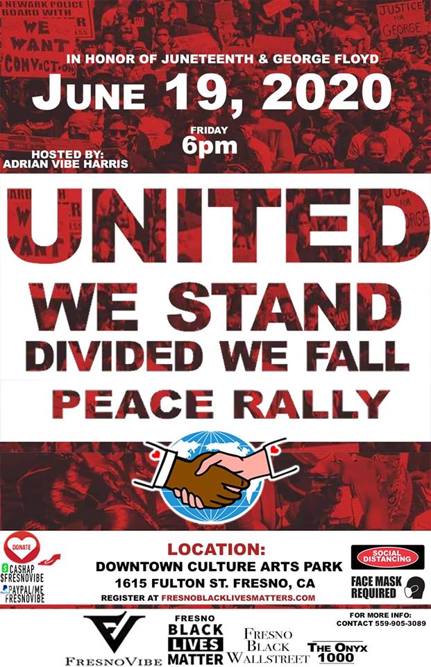 image of a poster advertising the Juneteenth celebration Friday, June 19, 2020, in Fresno, California 