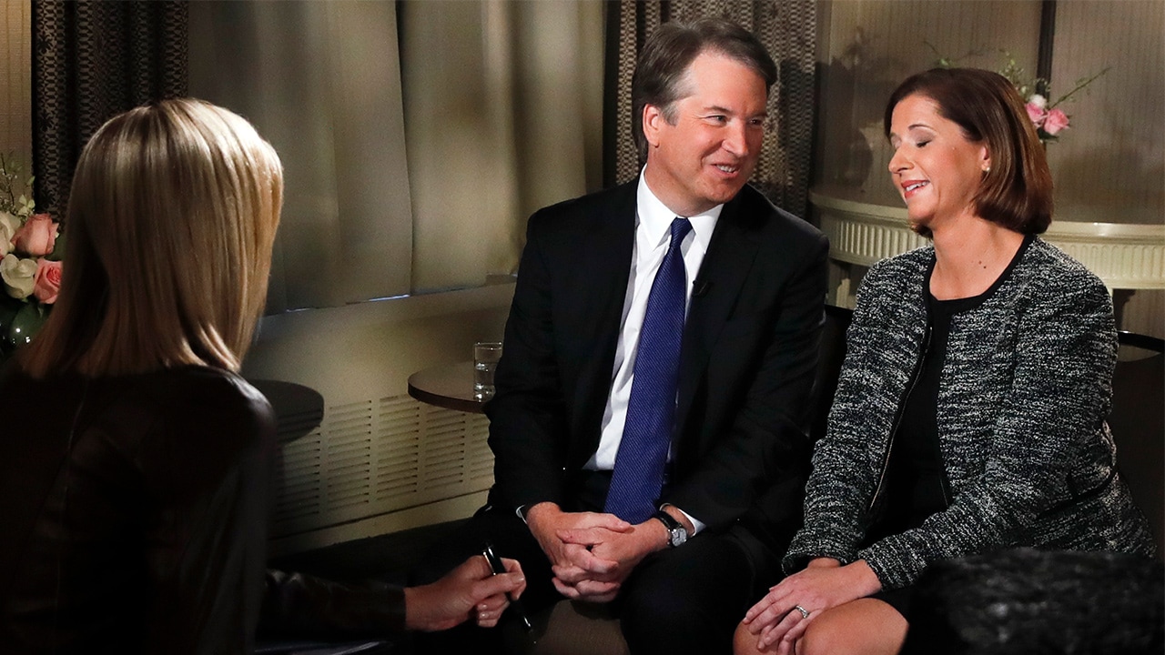 Photo of Brett and Ashley Kavanaugh during TV interview with Fox News