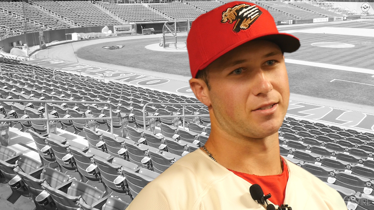 Composite of Carter Kieboom and baseball stadium