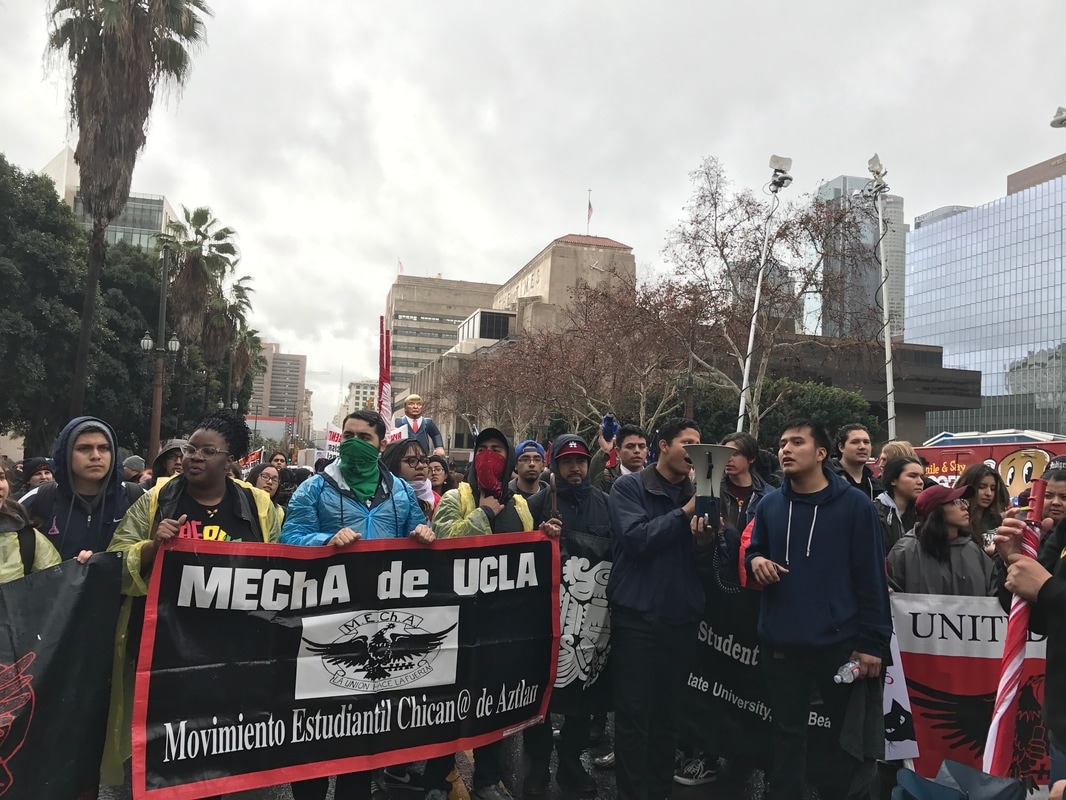 Photo of anti-Trump protest by members of MECHa de UCLA