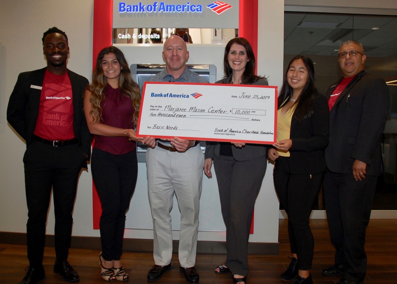 Photo of Bank of America's $10,000 grant to the Marjaree Mason CenterOf