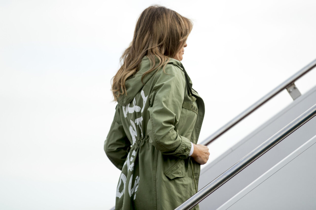 Photo of Melania Trump boarding plane