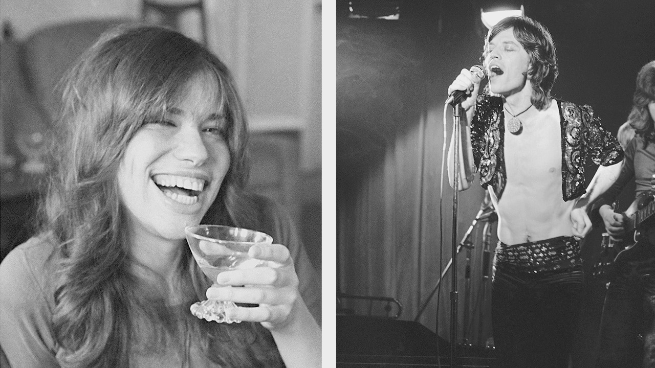 Photo combo of Mick Jagger and Carly Simon - 1971