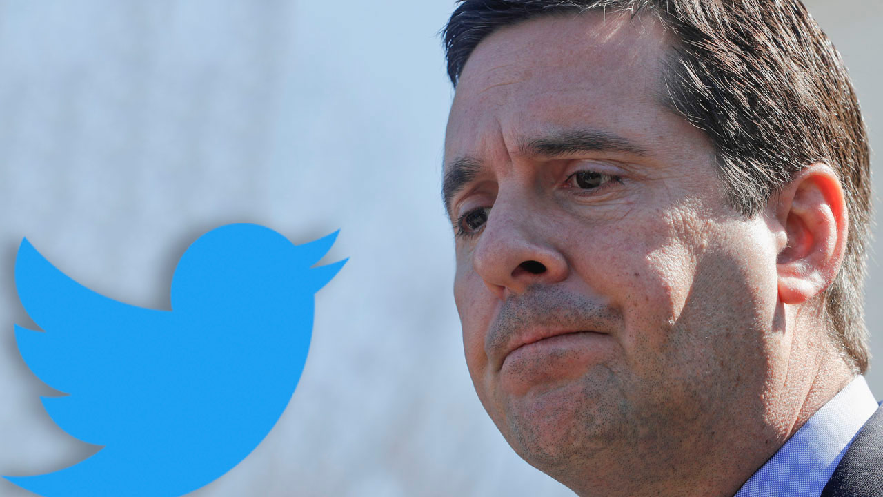 Composite of Twitter logo and Rep. Devin Nunes