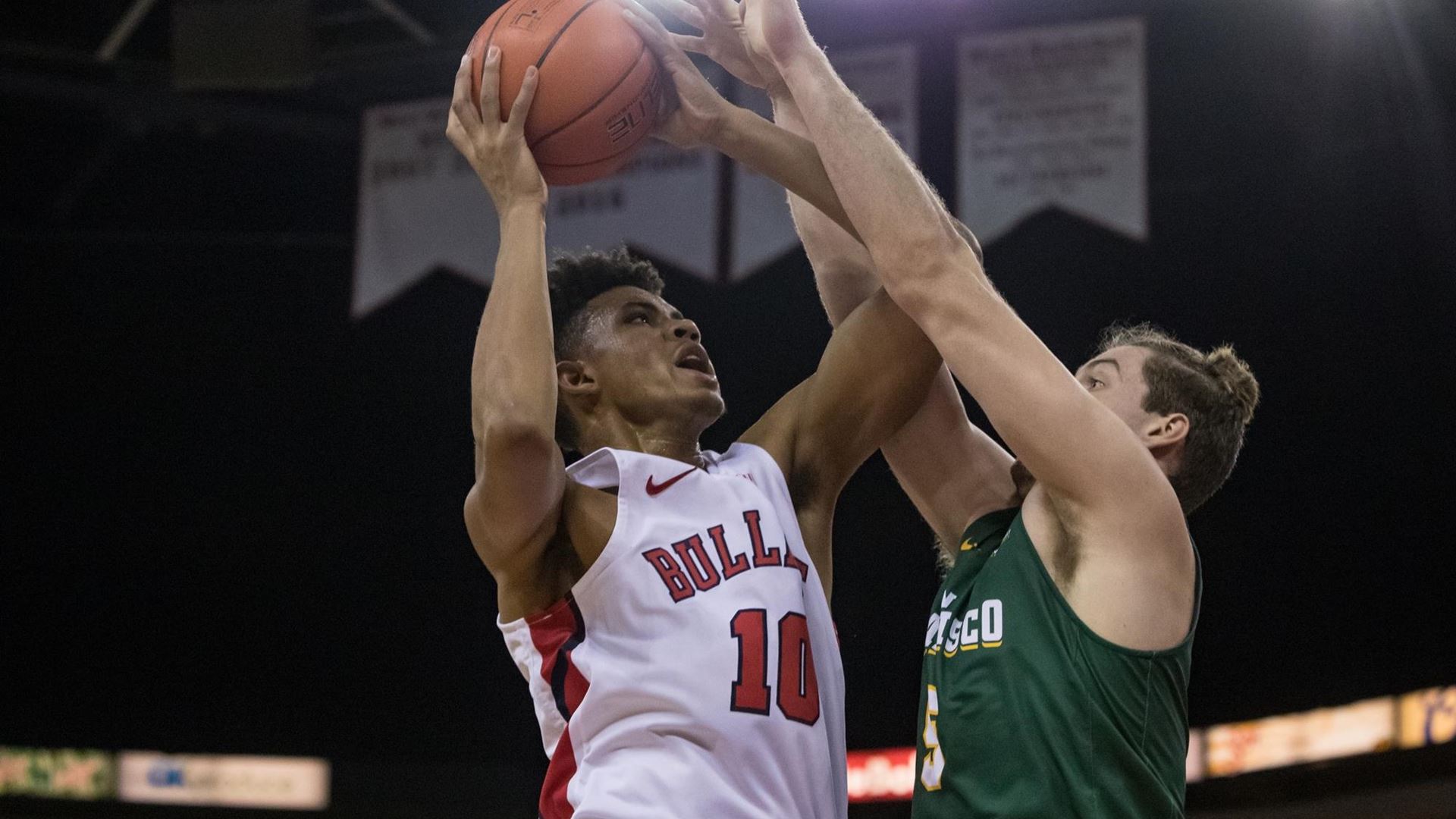 Photo of Fresno State freshman forward Orlando Robinson launching an inside shot