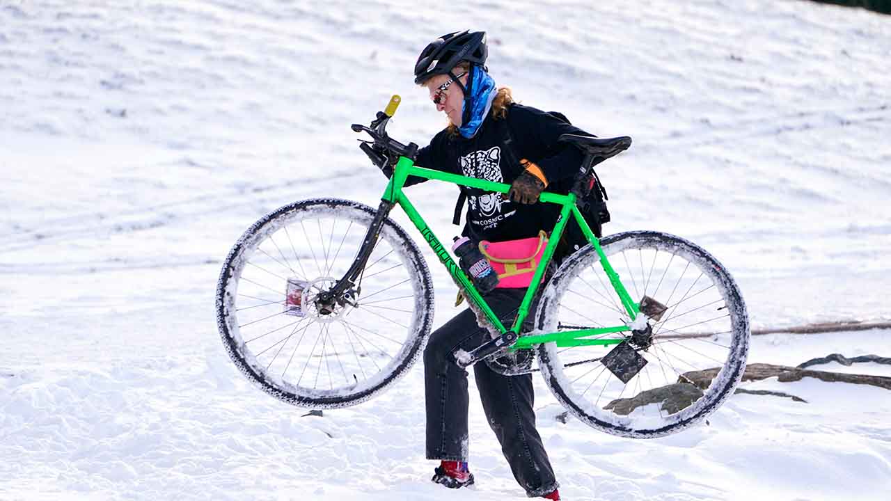 Bicycle in Snow (AP) 