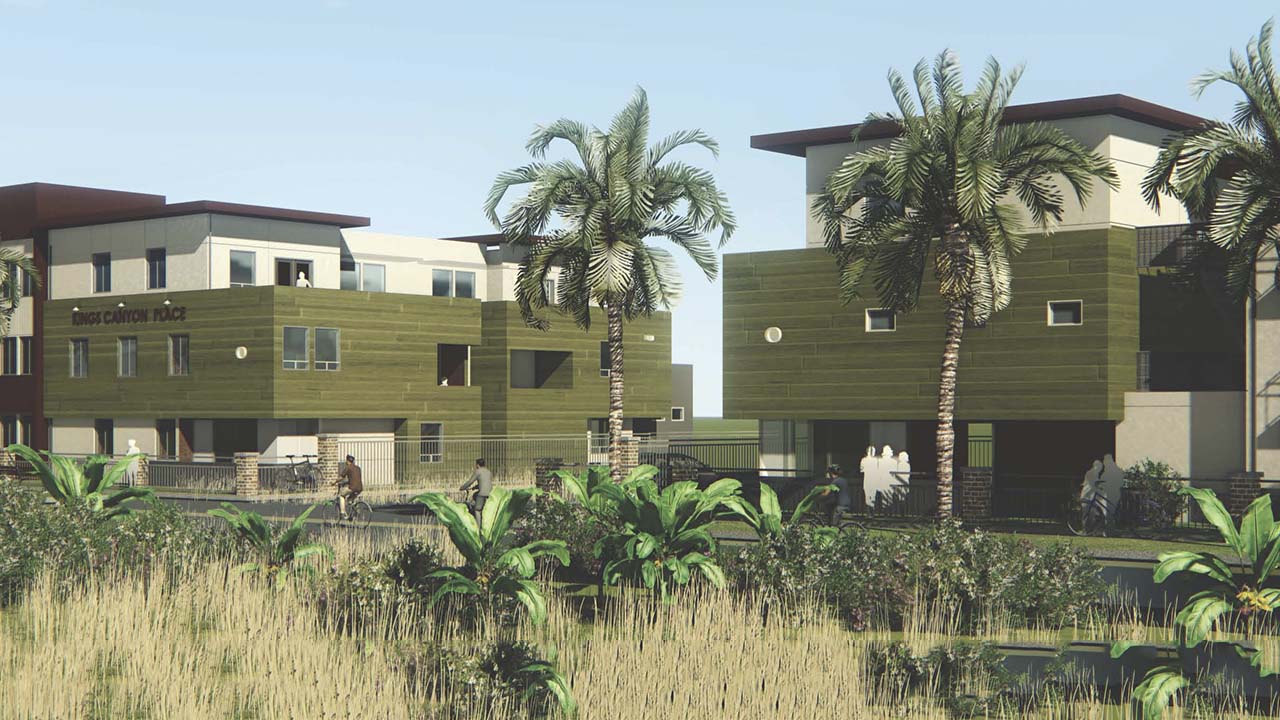 Photo Illustration of the  Las Palmas de Sal Gonzales Sr affordable housing complex