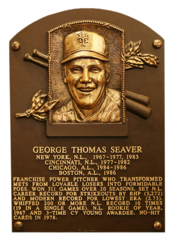 Photo of Tom Seaver's Hall of Fame plaque