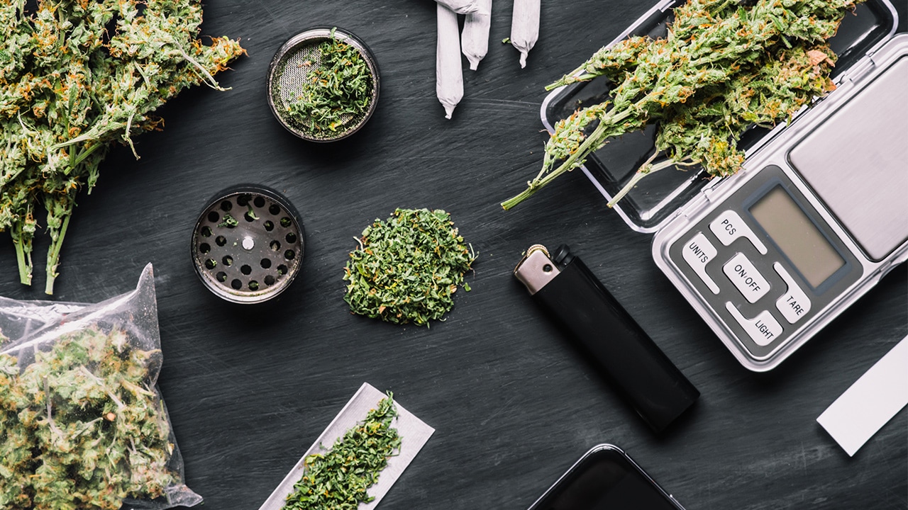 Photo of marijuana and accessories