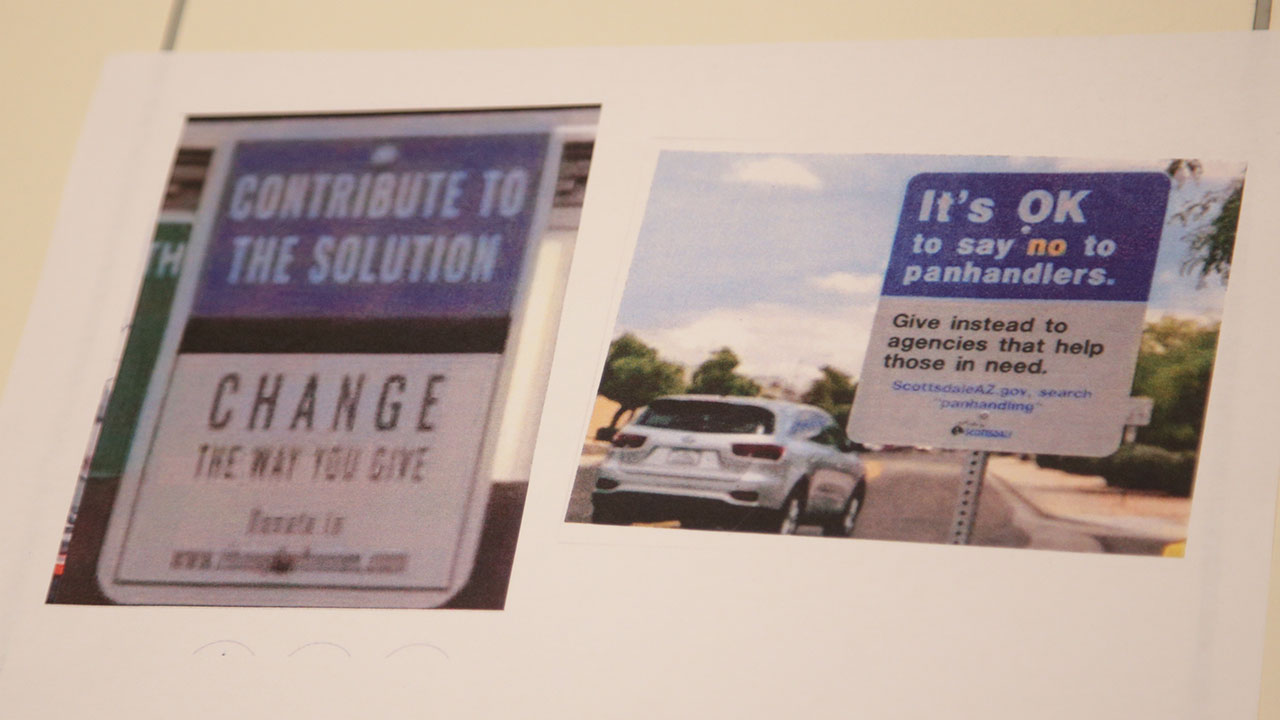 Photo of alternate panhandling signs