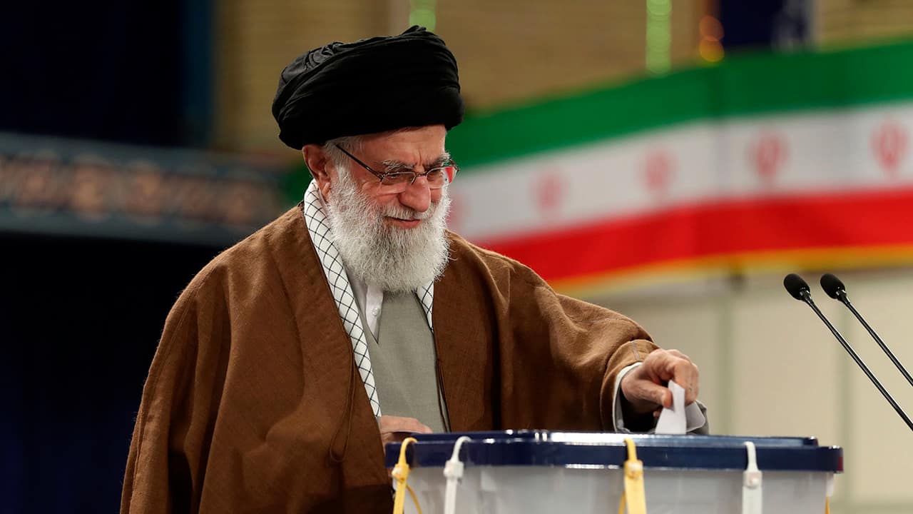 Photo of Supreme Leader Ayatollah Ali Khamenei casting his ballot