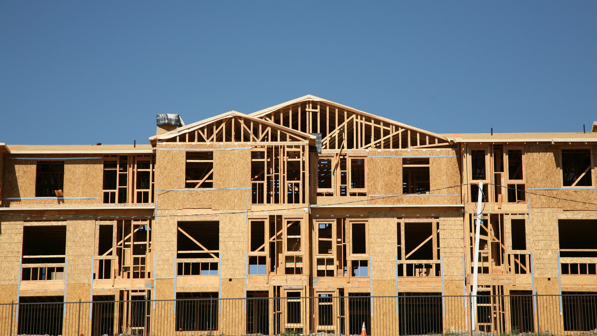 Photo of apartments being built.