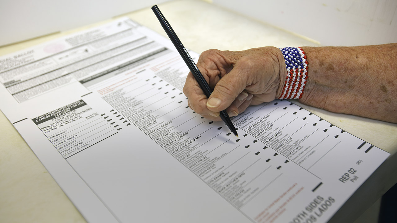 Voting of a person marking a California ballot
