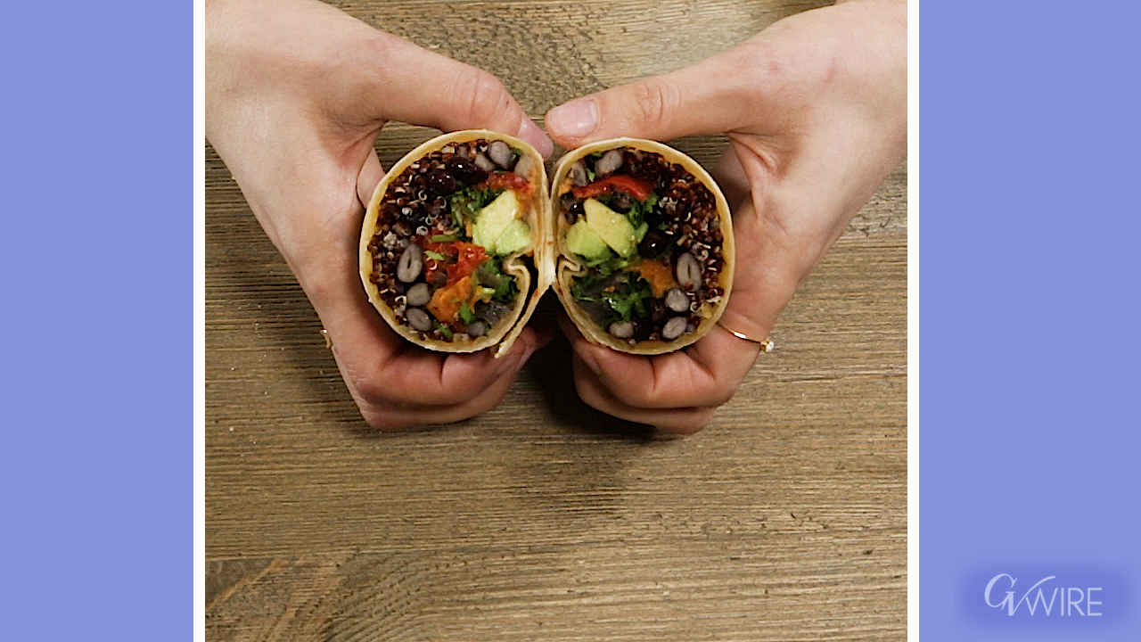 photo of a healthy vegetable wrap