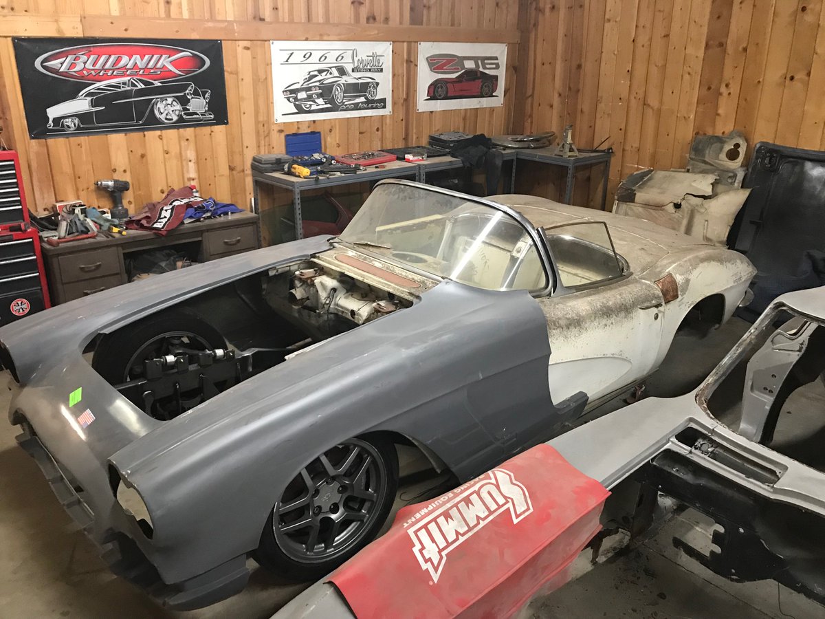 Color image of classic cars at West Coast Chassis in Fresno, California