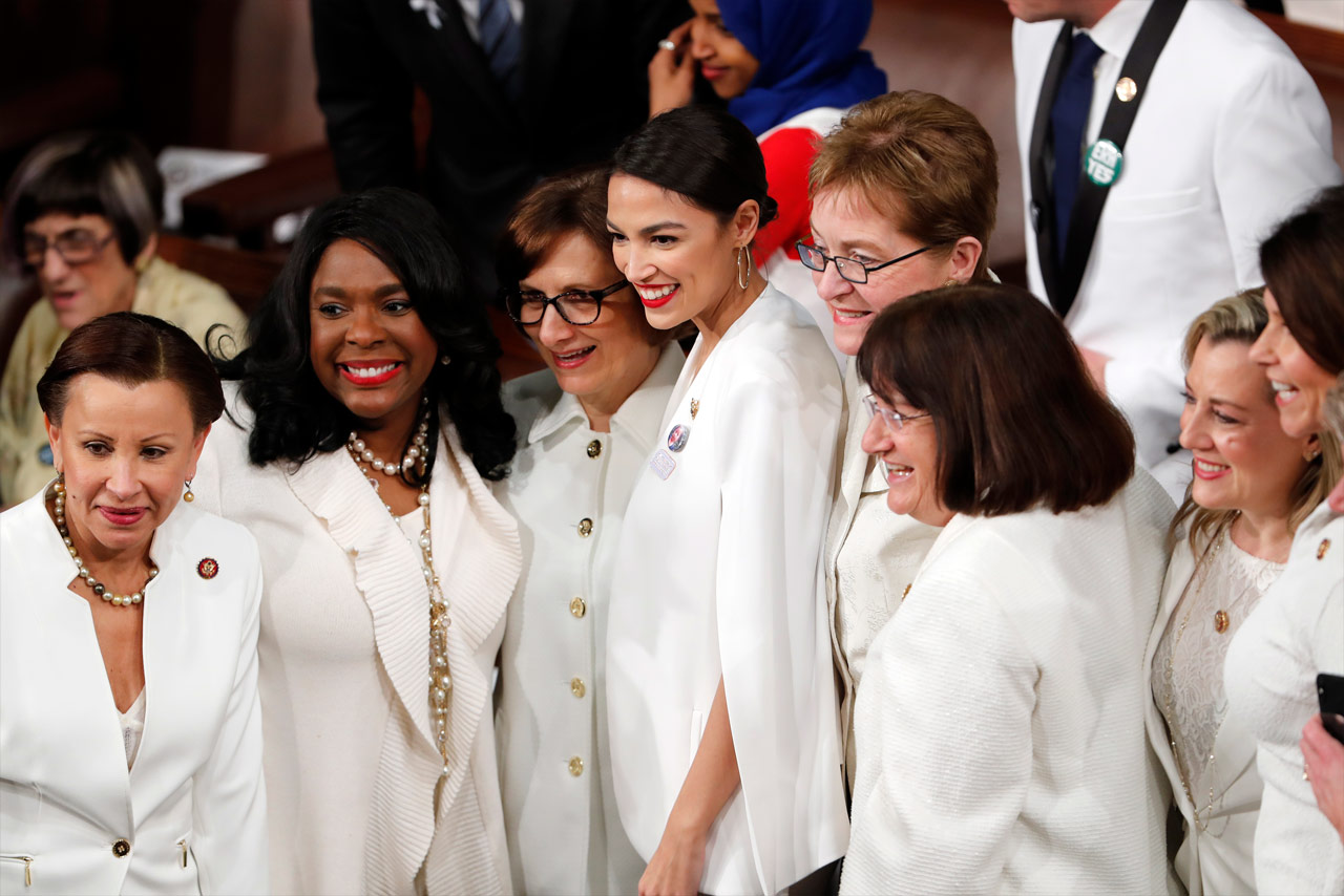 Photo of Democratic women wearing white at SOTU