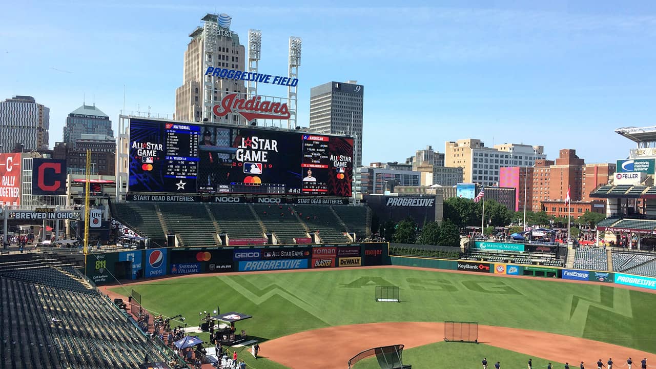 Photo of scoreboard at MLB All-Star Game in Cleveland