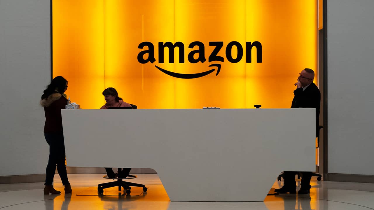 Photo of the lobby for the Amazon offices in New York 
