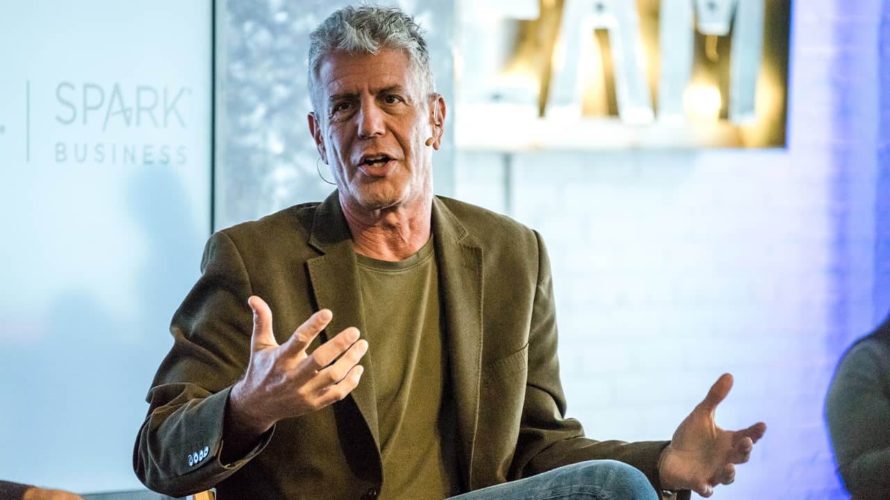 Photo of Anthony Bourdain during an interview
